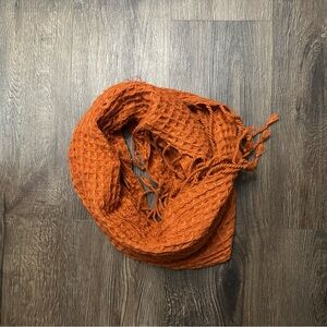 Orange Waffle Knit Scarf